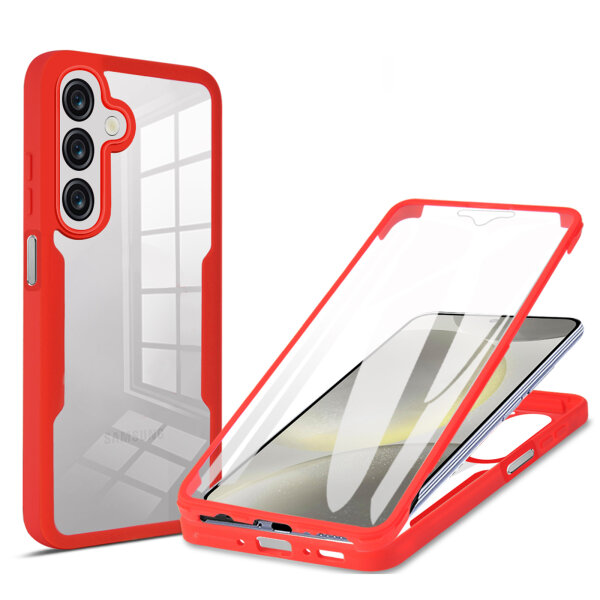360° Hülle für Samsung Galaxy A26, 360 Grad Handyhülle mit Integriertem Displayschutz in Rot