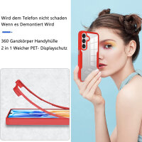 360° Hülle für Samsung Galaxy A26, 360 Grad Handyhülle mit Integriertem Displayschutz in Rot