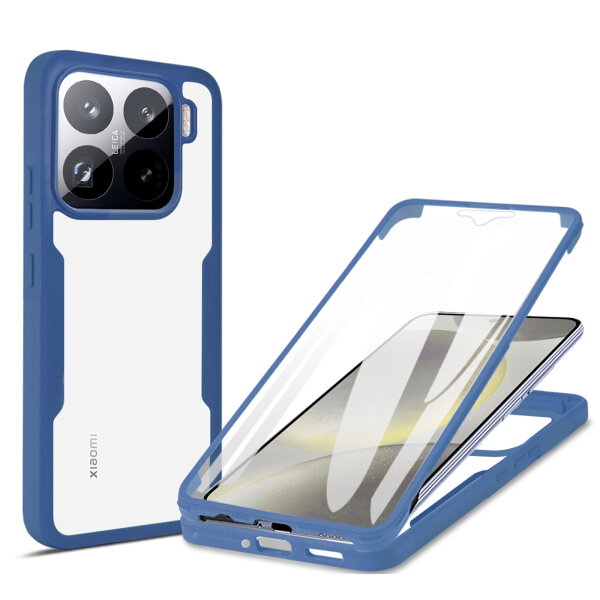 360° Grad Hülle für Xiaomi 15 Handyhülle vollschutz Integriertem Displayschutz in Blau