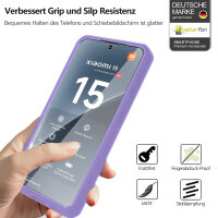 360° Grad Hülle für Xiaomi 15 Handyhülle vollschutz Integriertem Displayschutz in Lila