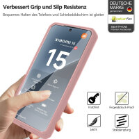 360° Grad Hülle für Xiaomi 15 Handyhülle vollschutz Integriertem Displayschutz in Rosa