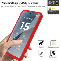 360° Grad Hülle für Xiaomi 15 Handyhülle vollschutz Integriertem Displayschutz in Rot