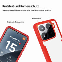 360° Grad Hülle für Xiaomi 15 Handyhülle vollschutz Integriertem Displayschutz in Rot