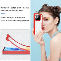 360° Grad Hülle für Xiaomi 15 Handyhülle vollschutz Integriertem Displayschutz in Rot