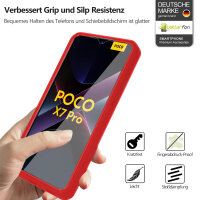 360° Hülle für Poco X7 Pro 5G, 360 Grad Handyhülle mit Integriertem Displayschutz in Rot