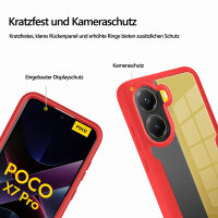 360° Hülle für Poco X7 Pro 5G, 360 Grad Handyhülle mit Integriertem Displayschutz in Rot