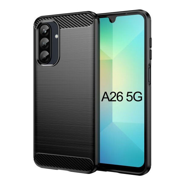 Carbon Hülle für Samsung Galaxy A26 Handyhülle Back Cover Handy Tasche Bumper