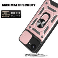 Handyhülle für Apple iPhone 16E – Ring Panzer Case Rosegold