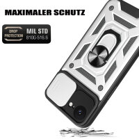 Handyhülle für Apple iPhone 16E – Ring Panzer Case Silber