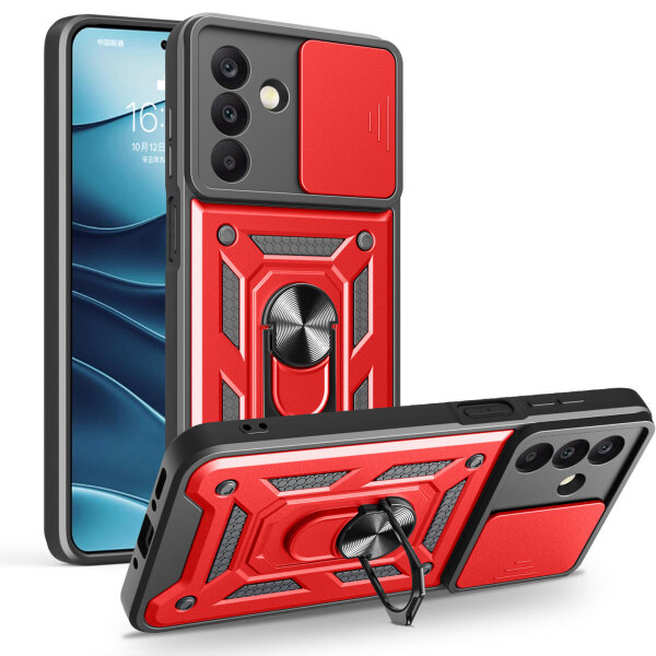 Outdoor Panzer Hülle für Samsung Galaxy A26 mit Kameraschutz Ringhalter Bumper in Rot