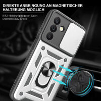Outdoor Panzer Hülle für Samsung Galaxy A26 mit Kameraschutz Ringhalter Bumper in Silber