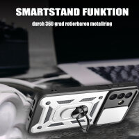 Outdoor Panzer Hülle für Samsung Galaxy A26 mit Kameraschutz Ringhalter Bumper in Silber