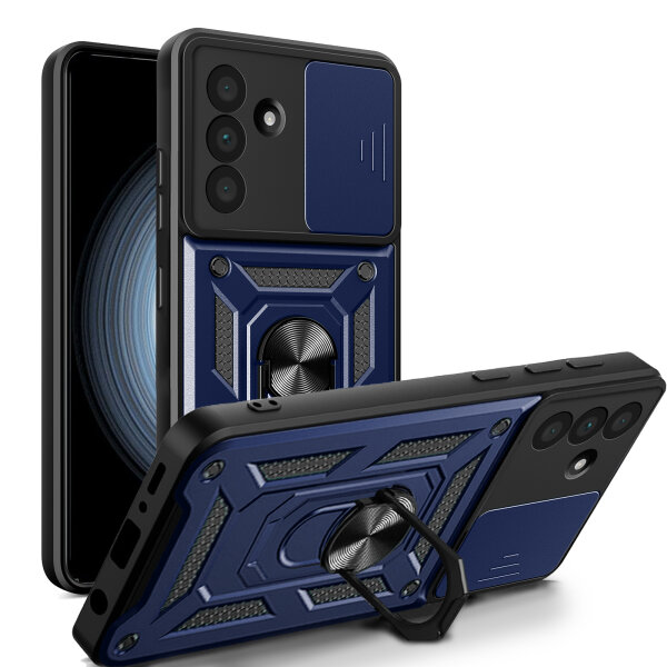 Outdoor Panzer Hülle für Samsung Galaxy A36 / Galaxy A56 mit Kameraschutz Ringhalter Bumper in Blau