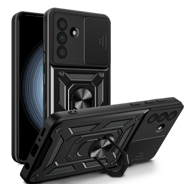 Outdoor Panzer Hülle für Samsung Galaxy A36 / Galaxy A56 mit Kameraschutz Ringhalter Bumper in Schwarz