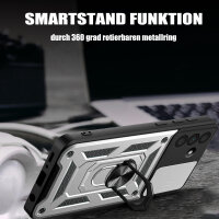 Outdoor Panzer Hülle für Samsung Galaxy A36 / Galaxy A56 mit Kameraschutz Ringhalter Bumper in Silber