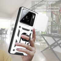 Outdoor Panzer Hülle für Xiaomi 15 Handyhülle Kameraschutz Ringhalter in Silber