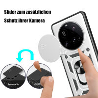 Outdoor Panzer Hülle für Xiaomi 15 Ultra Handyhülle Kameraschutz Ringhalter in Silber