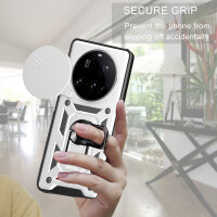 Outdoor Panzer Hülle für Xiaomi 15 Ultra Handyhülle Kameraschutz Ringhalter in Silber