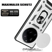 Outdoor Panzer Hülle für Xiaomi 15 Ultra Handyhülle Kameraschutz Ringhalter in Silber