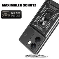 Outdoor Panzer Hülle für Poco X7 Pro 5G Handyhülle Kameraschutz Ringhalter in Schwarz
