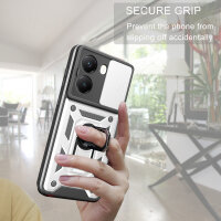 Outdoor Panzer Hülle Poco X7 Pro 5G Handyhülle Kameraschutz Ringhalter in Silber
