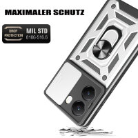 Outdoor Panzer Hülle Poco X7 Pro 5G Handyhülle Kameraschutz Ringhalter in Silber