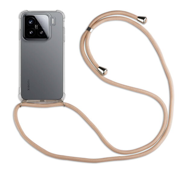 Handykett für Xiaomi 15 Hülle mit Kordel Handyhülle mit Band in Beige / Braun