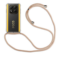 Handykett für Poco X7 5G Hülle mit Kordel Handyhülle mit Band in Beige / Braun