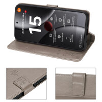 Hülle für Xiaomi 15 Ultra Handy Tasche Handyhülle Wallet Case Flip Cover in Grau