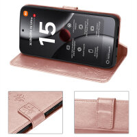Hülle für Xiaomi 15 Ultra Handy Tasche Handyhülle Wallet Case Flip Cover in Rosegold
