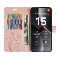 Hülle für Xiaomi 15 Ultra Handy Tasche Handyhülle Wallet Case Flip Cover in Rosegold