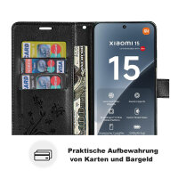 Hülle für Xiaomi 15 Handy Tasche Handyhülle Wallet Case Flip Cover in Schwarz