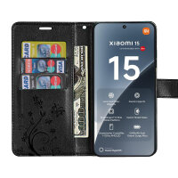 Hülle für Xiaomi 15 Handy Tasche Handyhülle Wallet Case Flip Cover in Schwarz