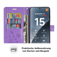 Hülle für Xiaomi 15 Handy Tasche Handyhülle Wallet Case Flip Cover in Lila