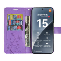 Hülle für Xiaomi 15 Handy Tasche Handyhülle Wallet Case Flip Cover in Lila