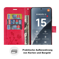 Hülle für Xiaomi 15 Handy Tasche Handyhülle Wallet Case Flip Cover in Rot