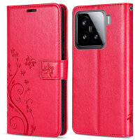 Hülle für Xiaomi 15 Handy Tasche Handyhülle Wallet Case Flip Cover in Rot