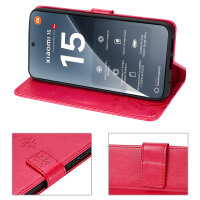 Hülle für Xiaomi 15 Handy Tasche Handyhülle Wallet Case Flip Cover in Rot