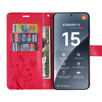 Hülle für Xiaomi 15 Handy Tasche Handyhülle Wallet Case Flip Cover in Rot