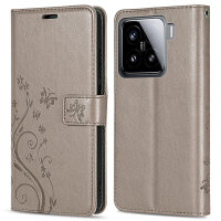 Hülle für Xiaomi 15 Handy Tasche Handyhülle Wallet Case Flip Cover in Grau