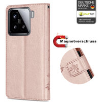 Hülle für Xiaomi 15 Handy Tasche Handyhülle Wallet Case Flip Cover in Rosegold