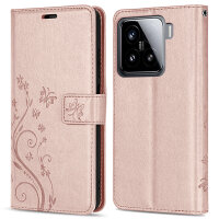 Hülle für Xiaomi 15 Handy Tasche Handyhülle Wallet Case Flip Cover in Rosegold