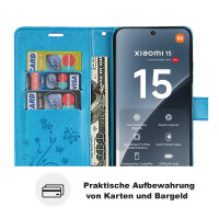 Hülle für Xiaomi 15 Handy Tasche Handyhülle Wallet Case Flip Cover in Blau