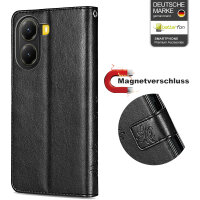 Hülle für Poco X7 Pro 5G Handy Tasche Handyhülle Wallet Case Flip Cover in Schwarz