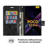 Hülle für Poco X7 Pro 5G Handy Tasche Handyhülle Wallet Case Flip Cover in Schwarz