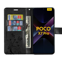 Hülle für Poco X7 Pro 5G Handy Tasche Handyhülle Wallet Case Flip Cover in Schwarz