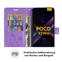 Hülle für Poco X7 Pro 5G Handy Tasche Handyhülle Wallet Case Flip Cover in Lila
