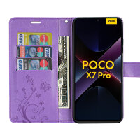 Hülle für Poco X7 Pro 5G Handy Tasche Handyhülle Wallet Case Flip Cover in Lila