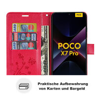 Hülle für Poco X7 Pro 5G Handy Tasche Handyhülle Wallet Case Flip Cover in Rot