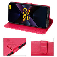 Hülle für Poco X7 Pro 5G Handy Tasche Handyhülle Wallet Case Flip Cover in Rot